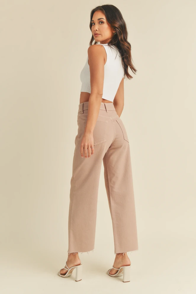 NAUTICAL HIGH RISE WIDE LEG DENIM JEANS