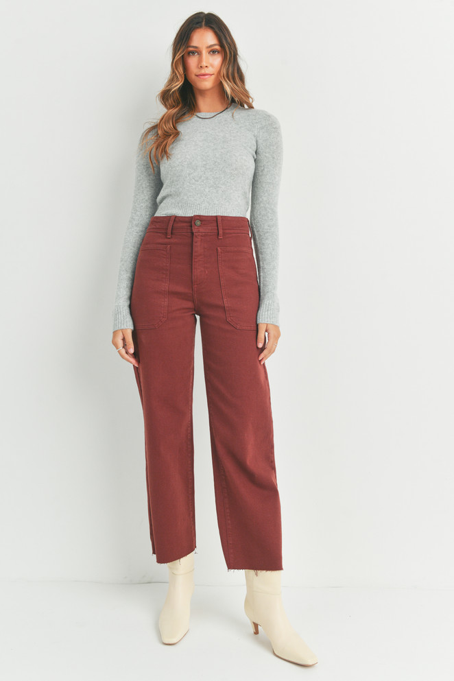 NAUTICAL HIGH RISE WIDE LEG DENIM JEANS