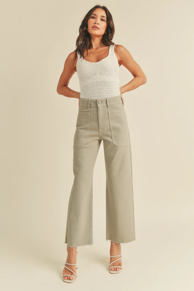 NAUTICAL HIGH RISE WIDE LEG DENIM JEANS