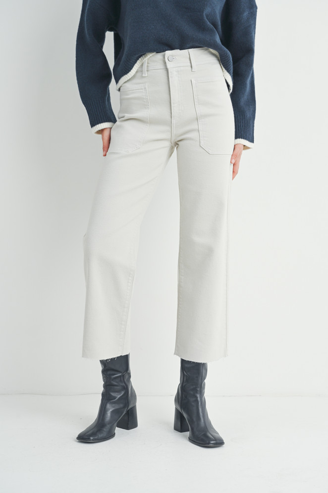 NAUTICAL HIGH RISE WIDE LEG DENIM JEANS