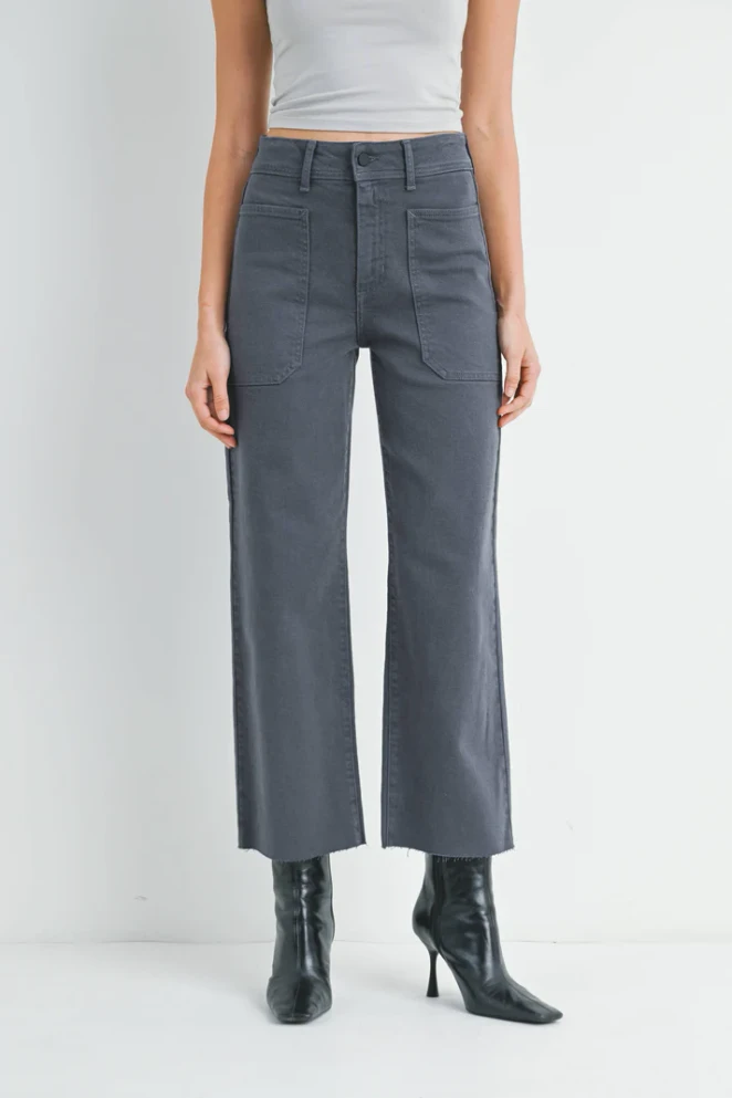 NAUTICAL HIGH RISE WIDE LEG DENIM JEANS