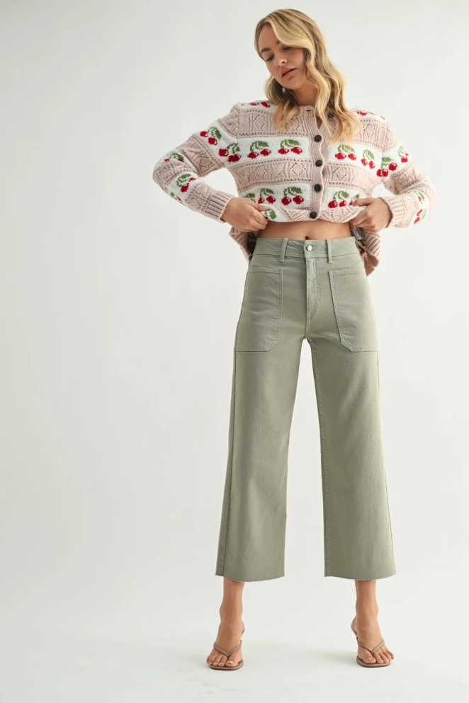 NAUTICAL HIGH RISE WIDE LEG DENIM JEANS