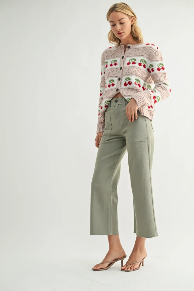 NAUTICAL HIGH RISE WIDE LEG DENIM JEANS