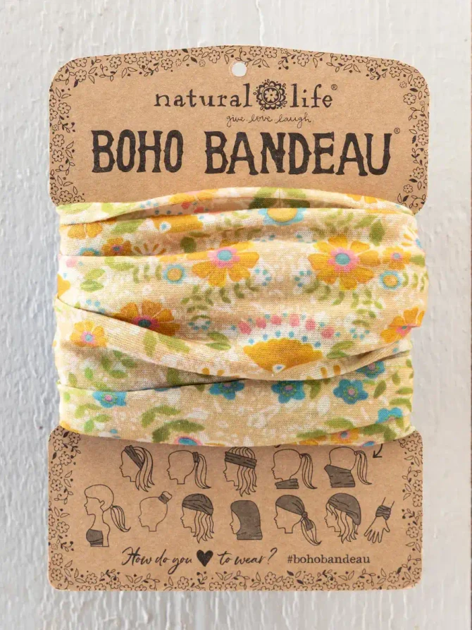 FULL BOHO BANDEAU HEADBAND - TAUPE MANDALA