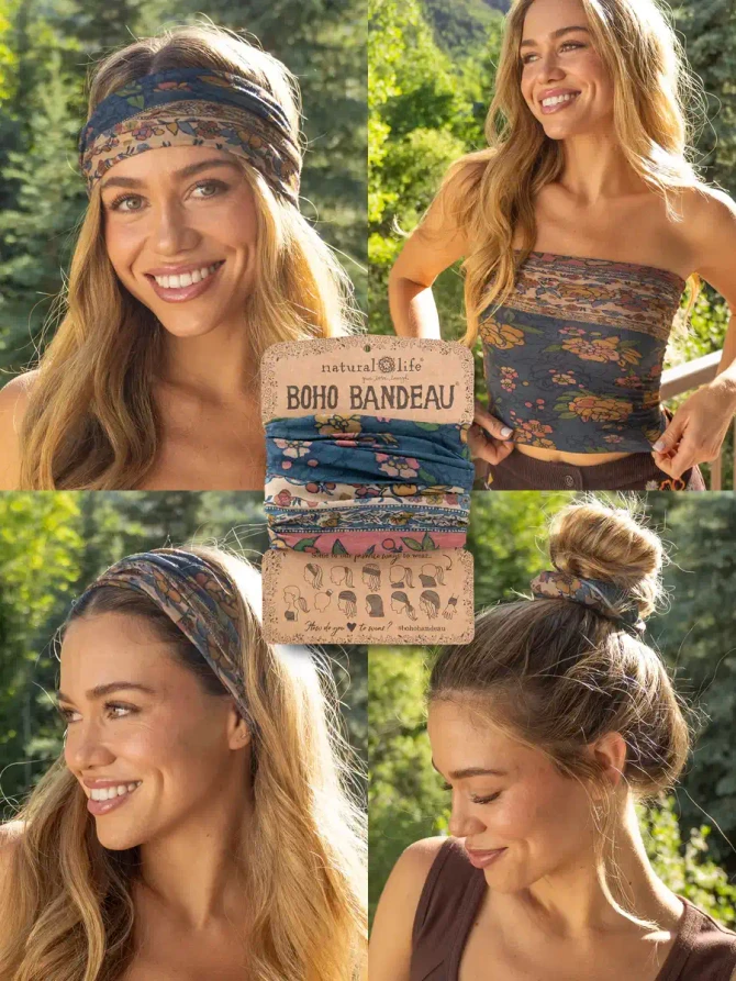 FULL BOHO BANDEAU HEADBAND - RIVIERA BATIK BLUE