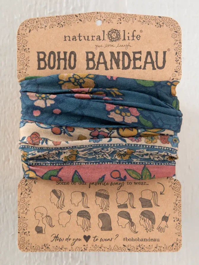 FULL BOHO BANDEAU HEADBAND - RIVIERA BATIK BLUE