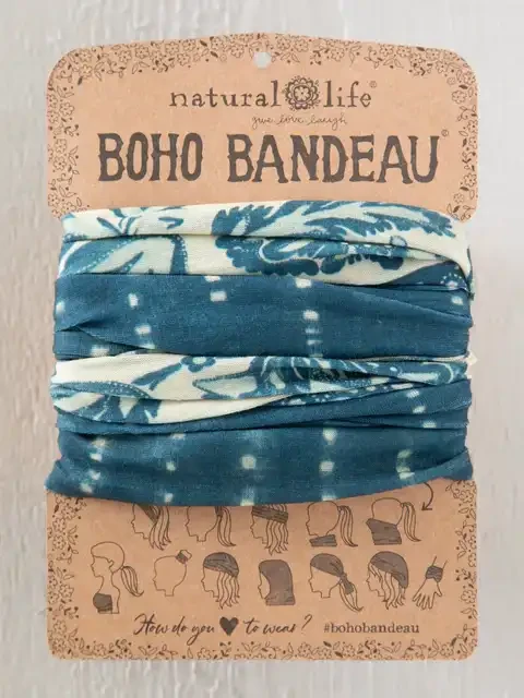 FULL BOHO BANDEAU HEADBAND - SHIBORI STRIPE INDIGO