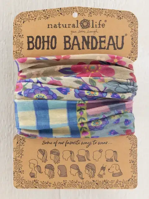 FULL BOHO BANDEAU HEADBAND - GINGHAM FLORAL PATCHWORK
