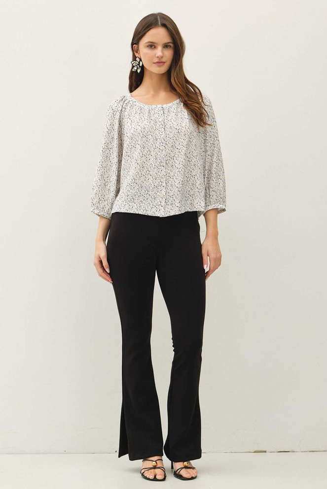 DITSY BUTTON UP PEASANT TOP