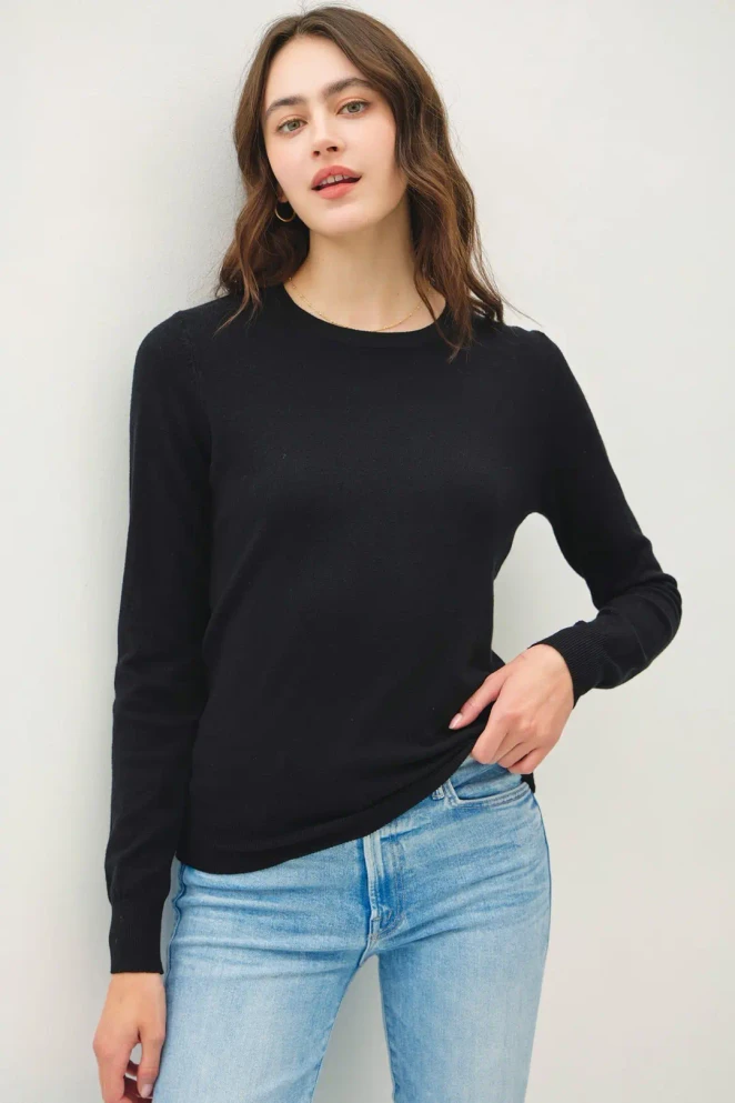 VISCOSE CREW NECK SOFT KNIT SWEATER