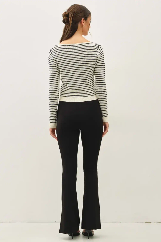 STRIPE CROPPED VNECK CARDIGAN
