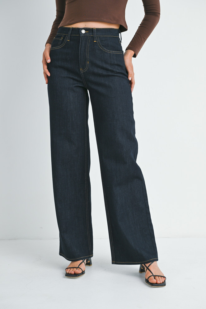 HIGH RISE RELAXED WIDE LEG DENIM JEANS