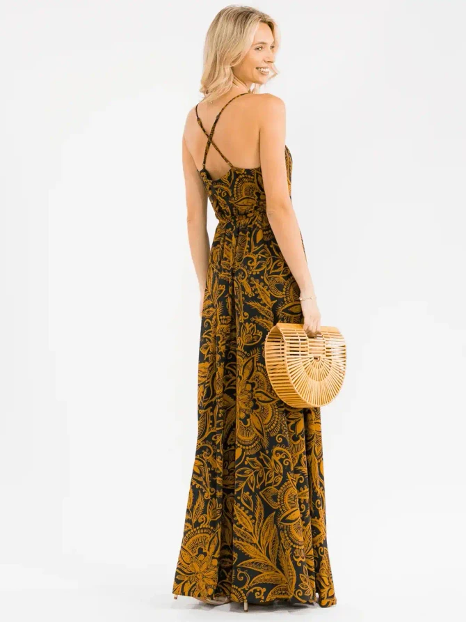 SLEEVELESS SELF TIE FLORAL WRAP MAXI DRESS