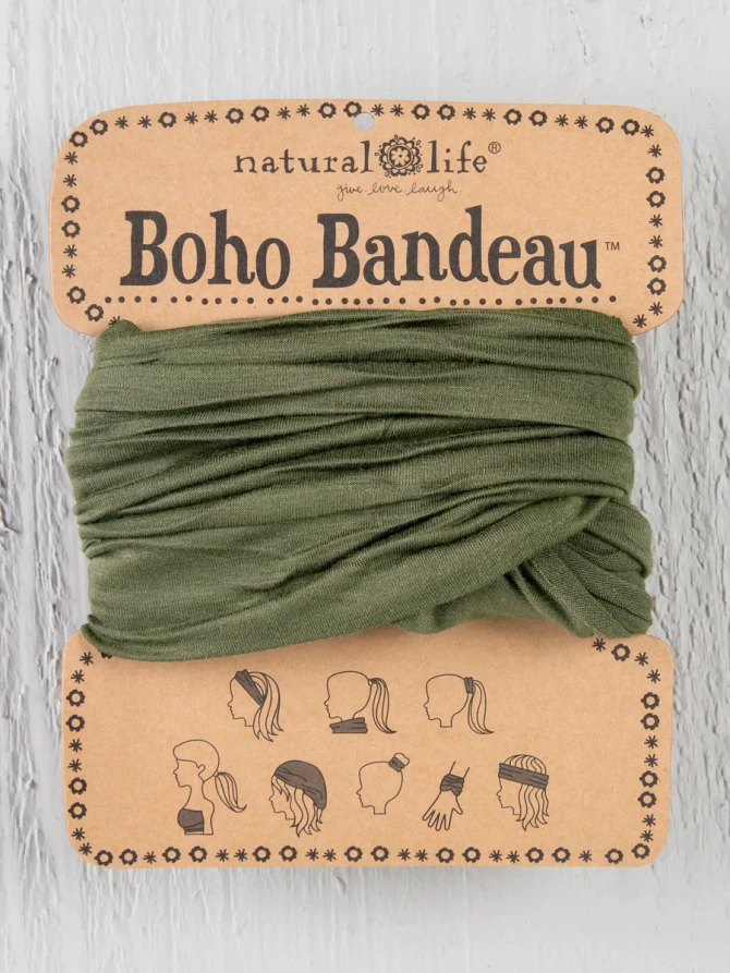 SOLID BOHO BANDEAU HEADBAND - OLIVE