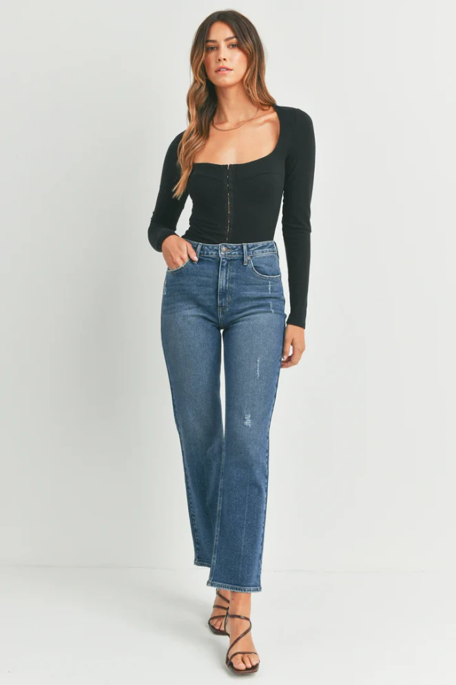 HIGH-WAISTED FULL LENGTH STRAIGHT DENIM JEAN