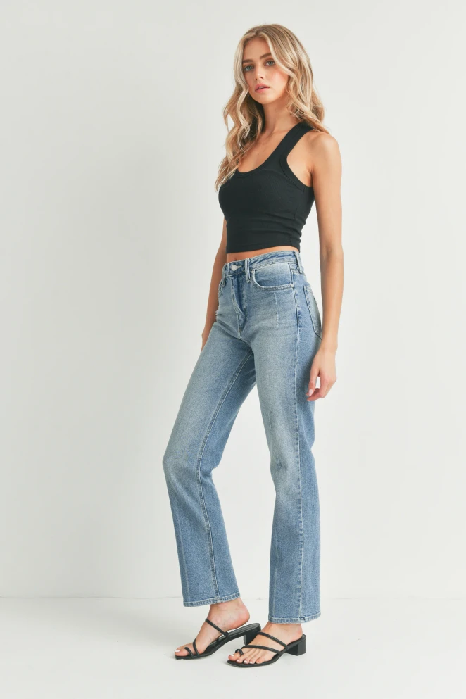 HIGH-WAISTED FULL LENGTH STRAIGHT DENIM JEAN