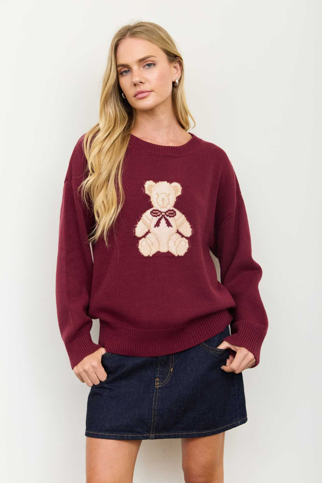TEDDY JACQUARD CREW NECK SWEATER