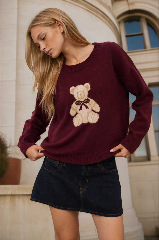 TEDDY JACQUARD CREW NECK SWEATER