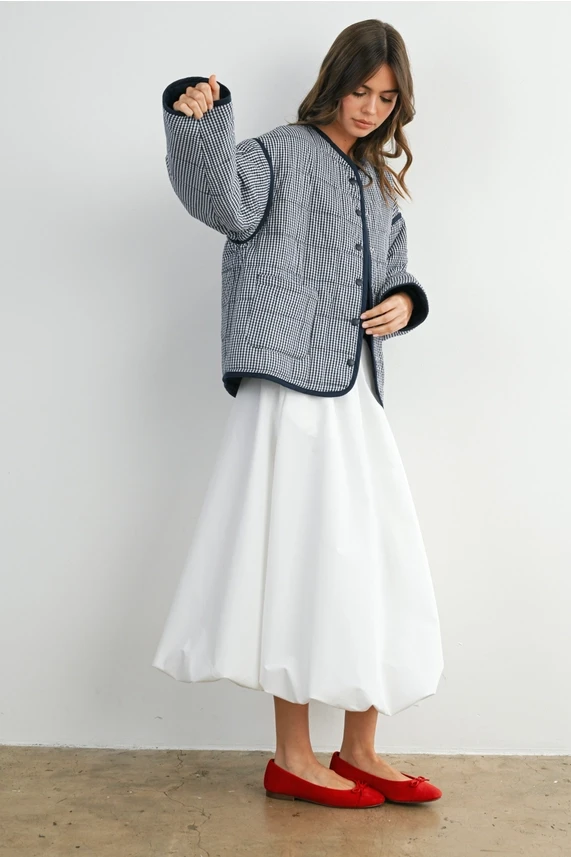 BUTTONED QUILTED PUFFER JACKET