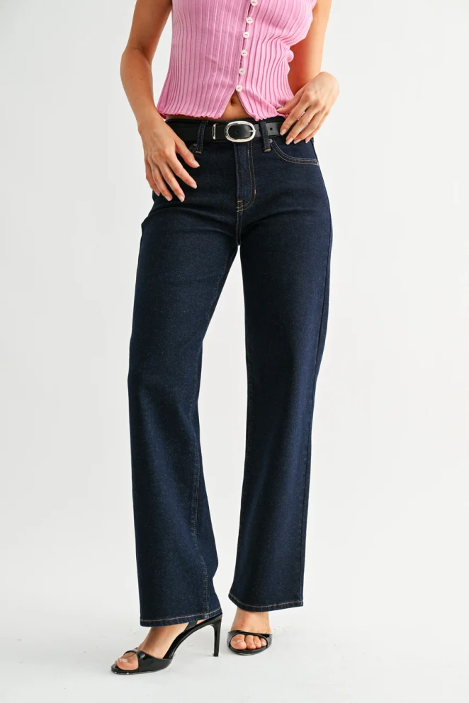 LOOSE LOW RISE STRETCH STRAIGHT DENIM
