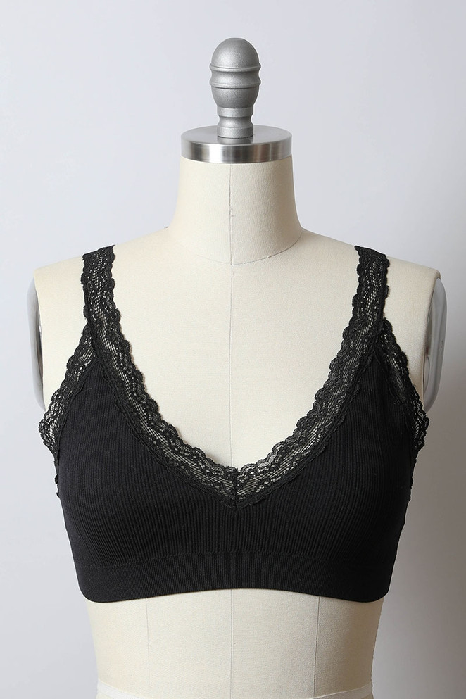LACE TRIM PADDED BRALETTE TOP