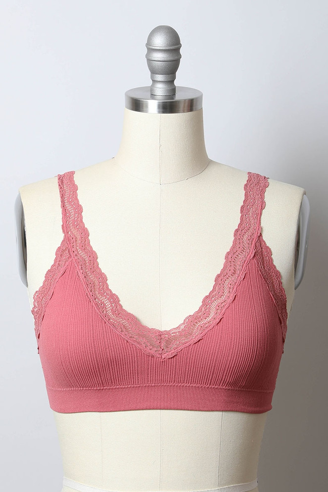 LACE TRIM PADDED BRALETTE TOP