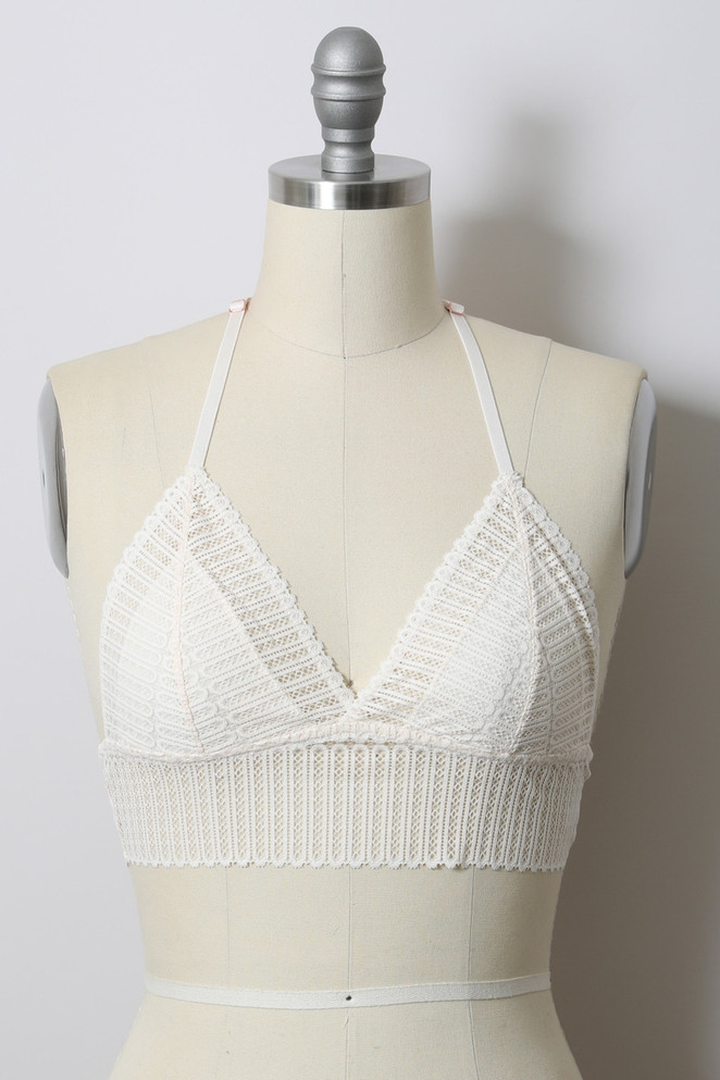 RIBBED LACE BOHO RACERBACK BRALETTE