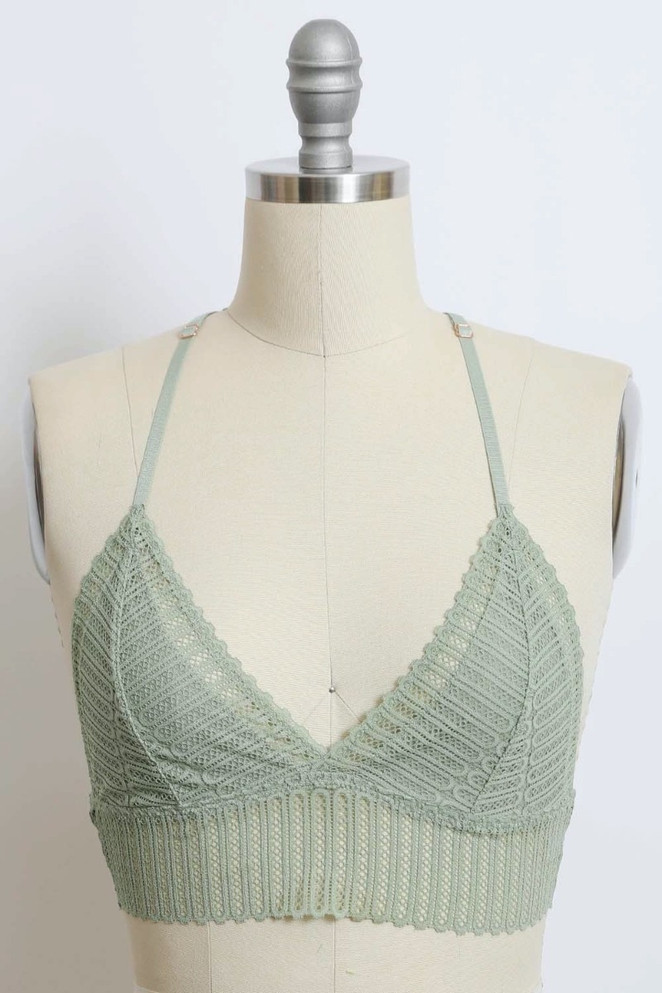 RIBBED LACE BOHO RACERBACK BRALETTE