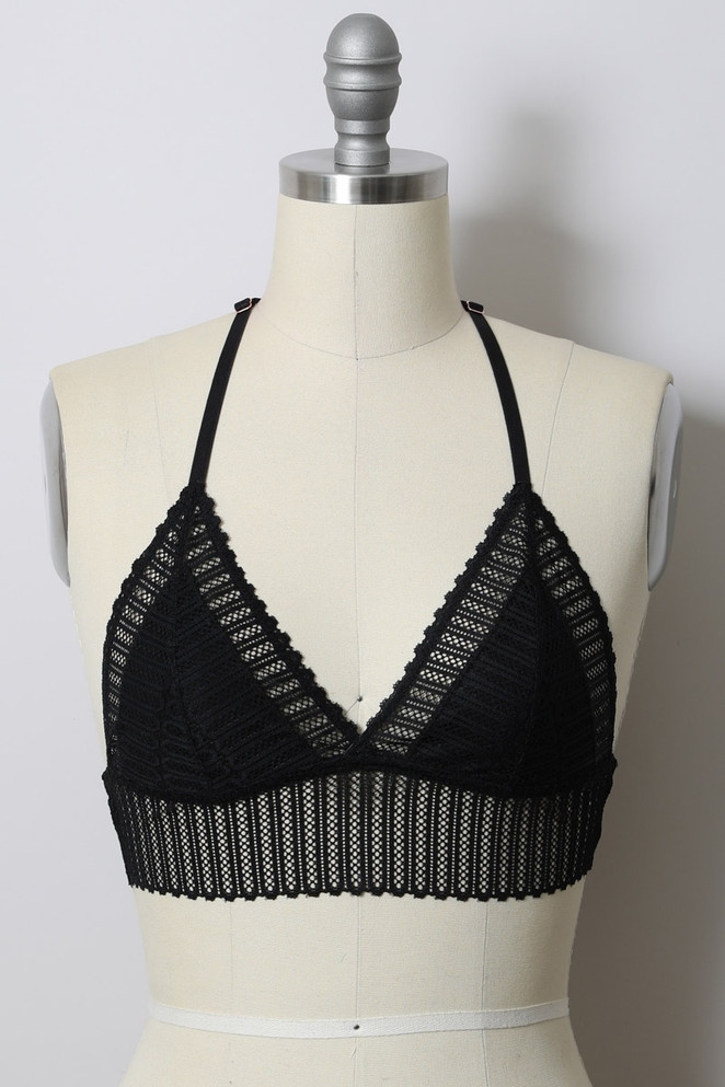 RIBBED LACE BOHO RACERBACK BRALETTE