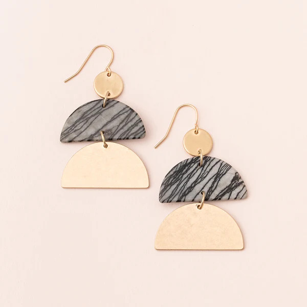 STONE HALF MOON EARRING