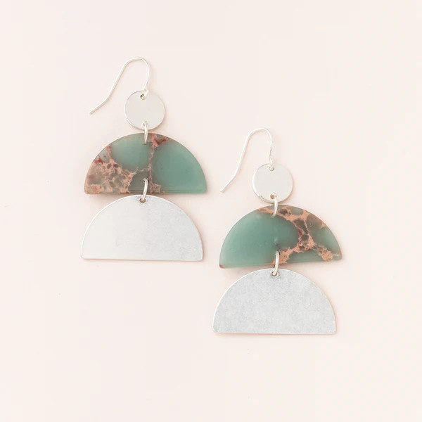 STONE HALF MOON EARRING