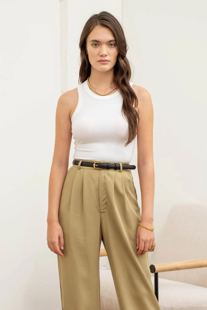RAYON RIB SLEEVELESS TANK TOP