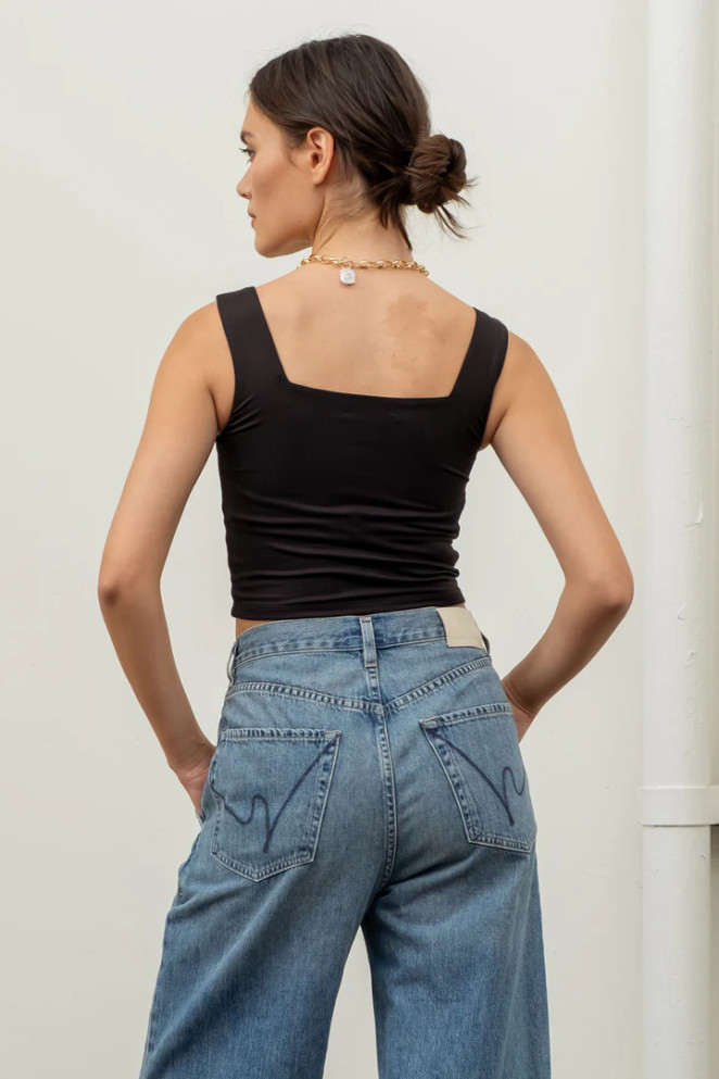 REVERSIBLE CROPPED SQUARE NECK TANK