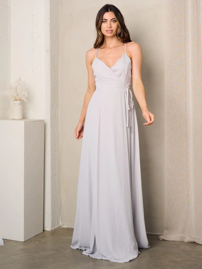 SLEEVELESS SURPLICE SELF TIE MAXI DRESS