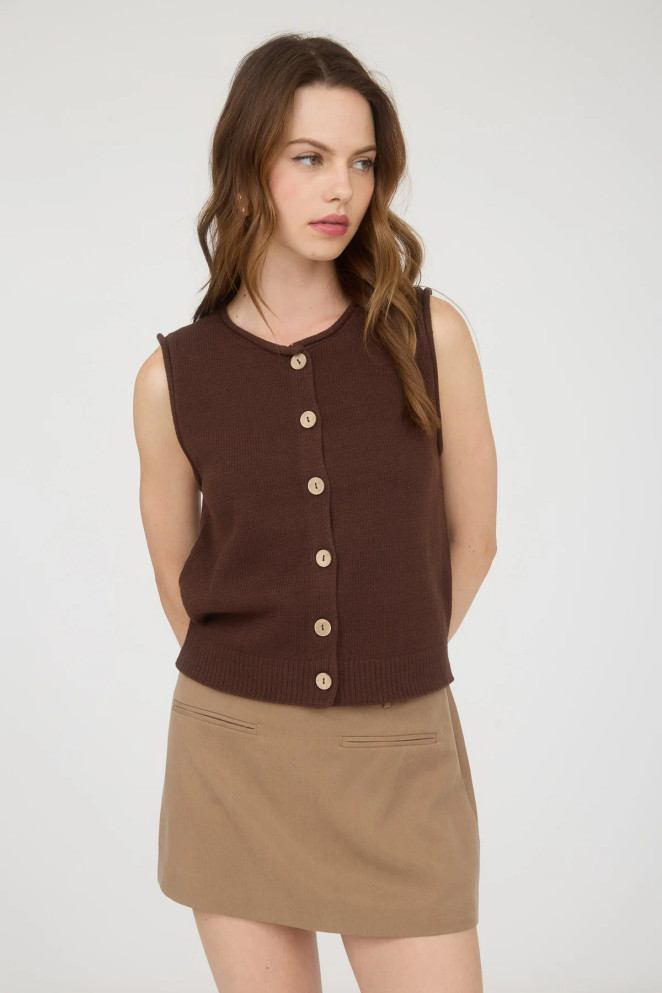 RAW EDGE BUTTON DOWN VEST