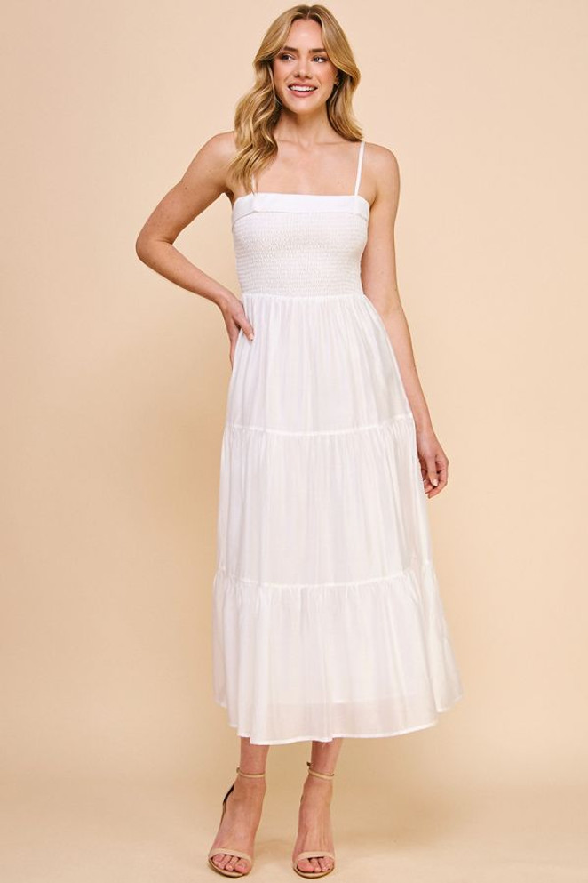 SOFT TIERED MAXI DRESS WITH SMOCKED BODICE