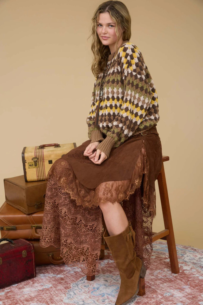 MULTICOLOR KNIT CREWNECK PULLOVER SWEATER