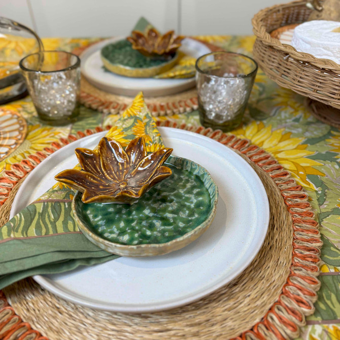 STONEWARE FLOWER SHAPED DISH