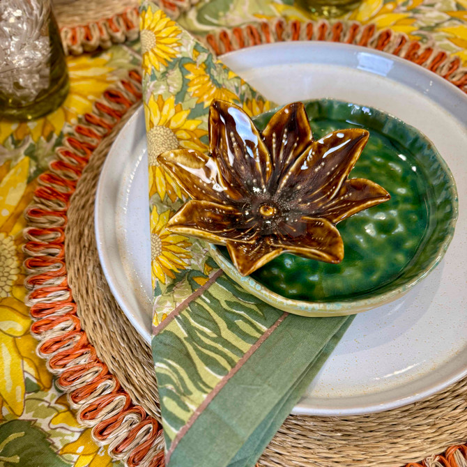 STONEWARE FLOWER SHAPED DISH