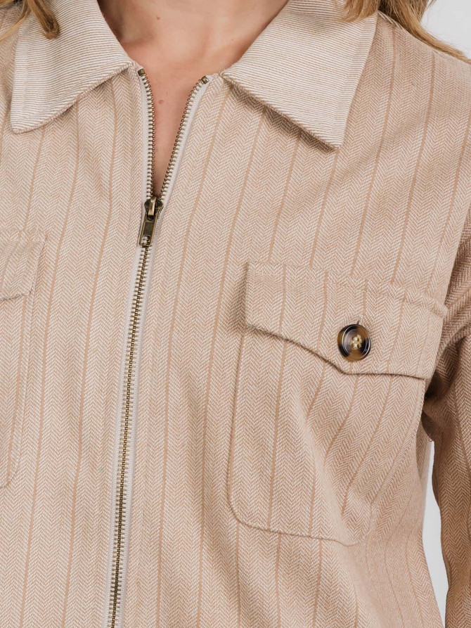 LONG SLEEVE ZIPPER AND POCKETS FRONT JACKET