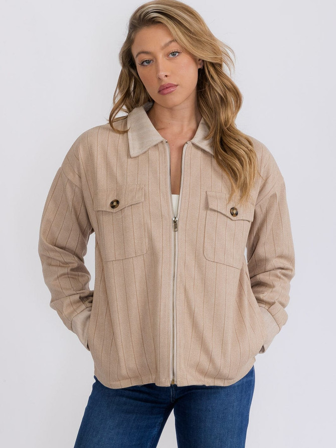 LONG SLEEVE ZIPPER AND POCKETS FRONT JACKET