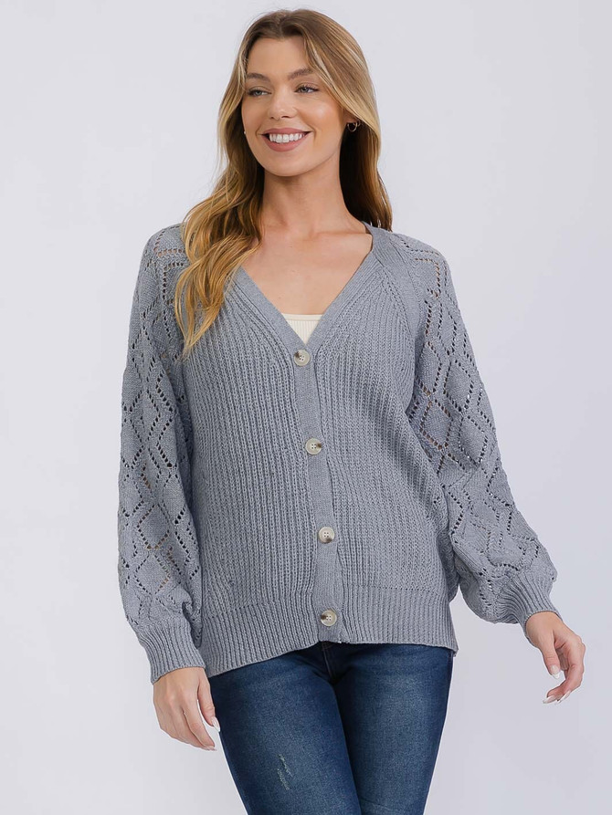 BUTTON CLOSURE KNIT CARDIGAN