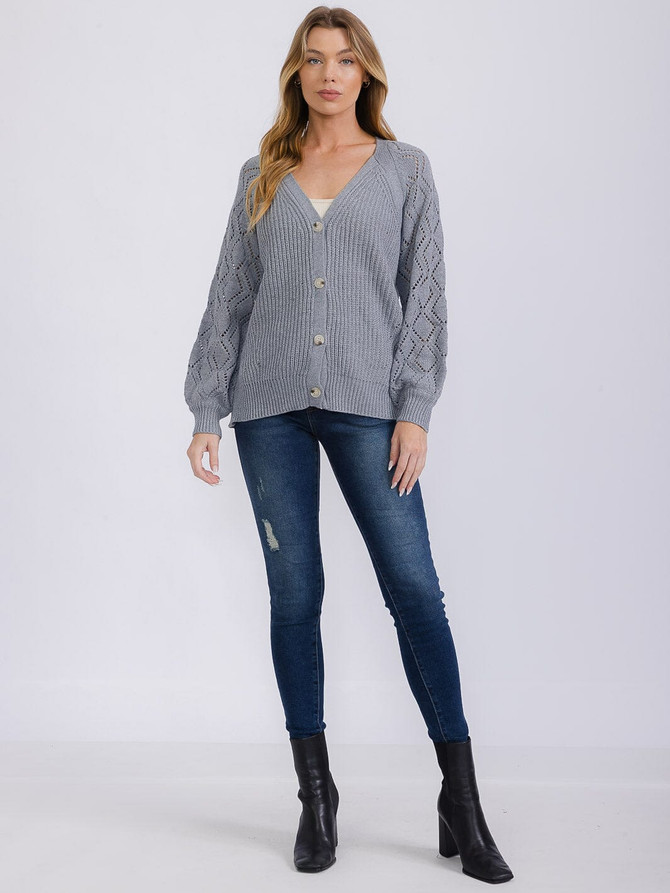 BUTTON CLOSURE KNIT CARDIGAN