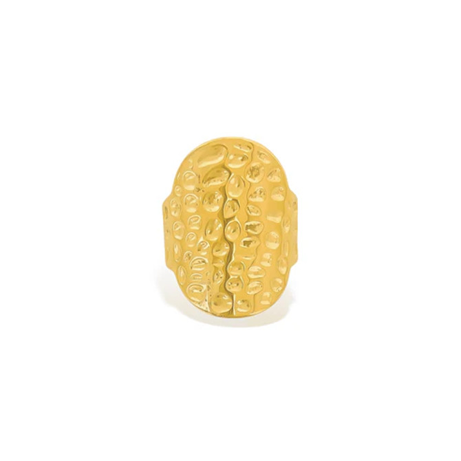 WATER RESISTANT GOLD ADJUSTABLE OVAL RING