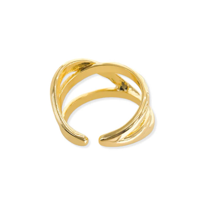 DOUBLE CROSS RING ADJUSTABLE GOLD RING