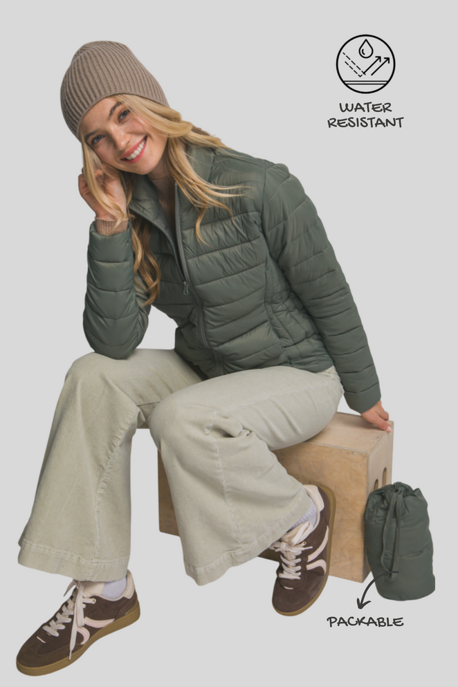 ULTRA LIGHTWEIGHT PADDED THERMAL ZIP UP JACKET