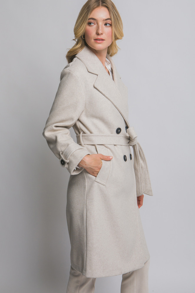 DOUBLE BREASTED BELTED WRAP COAT