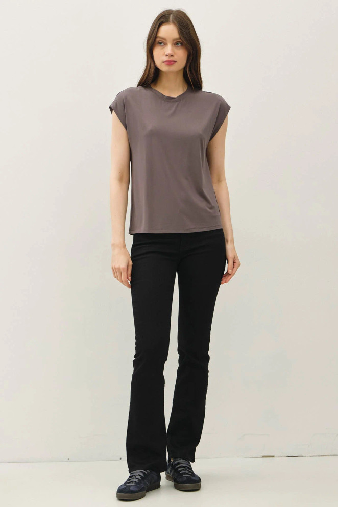BAMBOO CAP SLEEVE BASIC ROUND NECK TOP