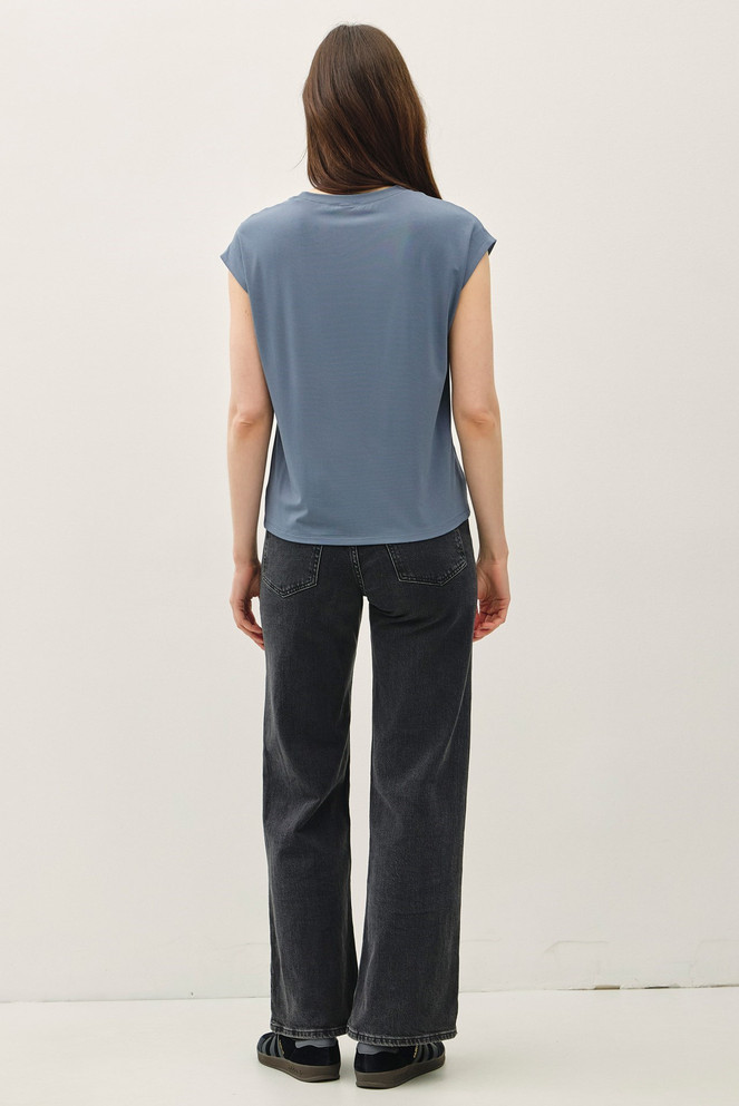 BAMBOO CAP SLEEVE BASIC ROUND NECK TOP