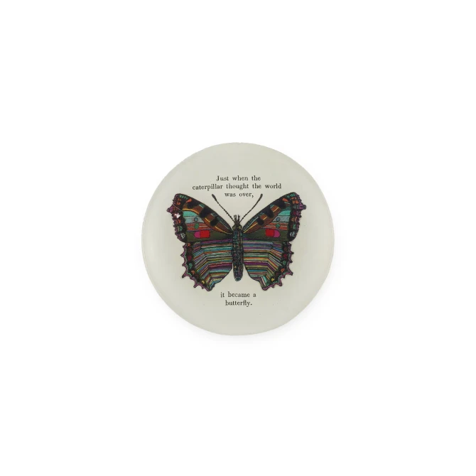 BUTTERFLY MINI ROUND DECOUPAGE PLATE